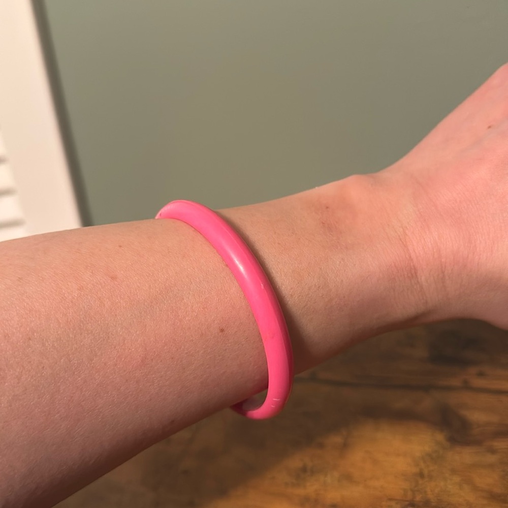 Vintage Plastic Bangle Bracelet, Bubble Gum Pink, Retro, Boho